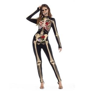 Women’s Día de los Muertos Cosplay Printed Bodysuit Costume
